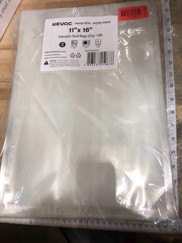 Photo 1 of [2024 Q4] 11" x 16" Vacuum Sealer Bags, 100 Count-Ideal for Food Storage, Sous Vide, and Meal Prep, Keep Food Fresh and Nutrients, Wevac Lite