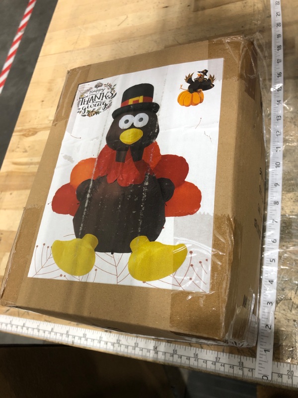 Photo 1 of **FACTORY SEALED** Takuvan Thanksgiving 6FT Inflatable Turkey with Pilgrim Hat Yard Decoration - LED Light Up Blow Up Turkey for Outdoor Indoor Lawn Thanksgiving Yard Decorations and Autumn Holiday Family Party Display