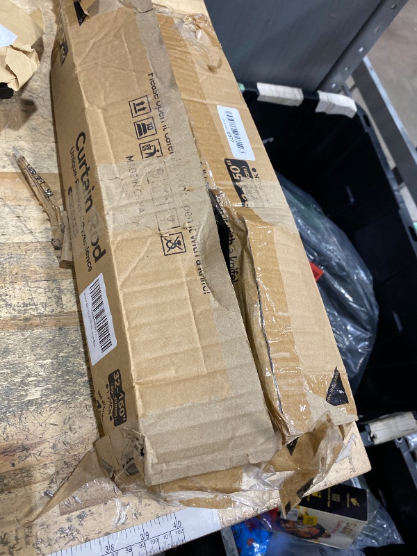 Photo 1 of **MEASUREMENTS MAY BE INCORRECT*** YaFex Heavy Duty Curtain Rod 32-150 Inch, 1 Inch Adjustable Black Curtain Rods for Windows, Extra Long Window Treatment Rods with Aluminium Finials, Easy Installation