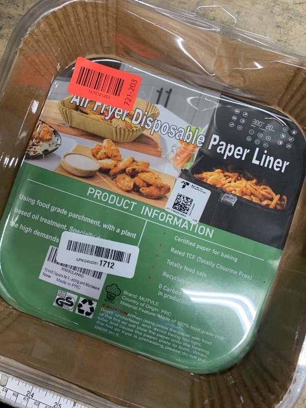 Photo 1 of 10 Inch Largest Square Air Fryer Disposable Paper Liner, XXL 100Pcs Air Fryer Parchment Liners for 8QT or Bigger Air Fryer, Non-stick, Food Grade Baking Paper for Frying, Roasting and Microwave
