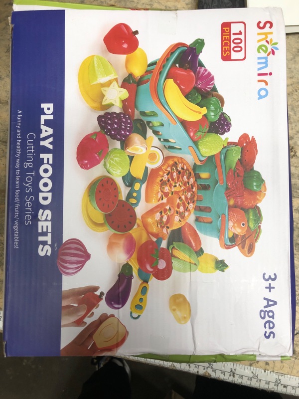 Photo 1 of 100 PCS Cutting Play Food Toy for Kids Kitchen, Pretend Food Toys for Toddlers, Play Kitchen Toys Accessories with 2 Baskets, Fake Food/Fruit/Vegetable, Birthday Gifts for 3 4 5 Years Old Boys Girls
