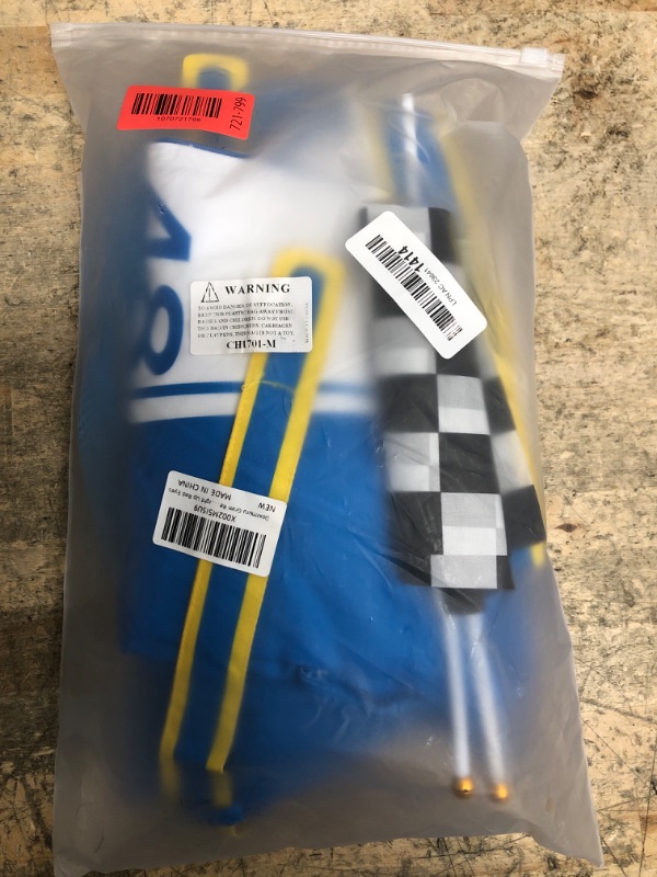 Photo 1 of Treyrea Race Car Driver Costume Boys Racer Jumpsuit With Car Cap Kids Dress Up for Halloween (Blue, M(for height 50"-53"))