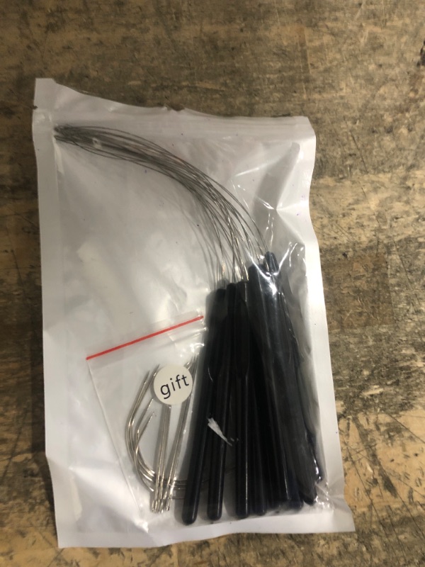 Photo 1 of 10 Pcs Hair Extension Loop Needle Threader Pulling Hook Tool and Bead Device Tool for Hair Extensions (Black)