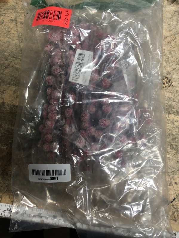 Photo 1 of 24Pcs Artificial Berry Picks Snow Sprays Christmas Frosted Holly Berry Stems Twigs Winter Branches for Christmas Tree Fillers Decor Holiday Arrangement Wreaths Garland Crafts DIY Ornaments (Red)