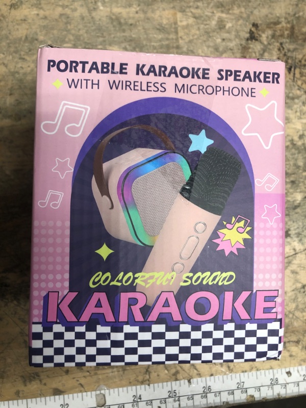 Photo 1 of ***MISSING MICROPHONE*** Koolcover Mini Karaoke Machine for Kids Adults, Portable Bluetooth Speaker with Wireless Microphones,Toys Birthday Gifts for Girls Ages 4, 5, 6, 7, 8,9,10,11,12+ Family Home Party (Beige)