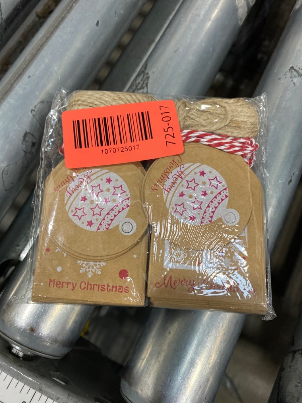 View 2 of 100 Pack Brown Kraft Paper Christmas Gift Tags? Xmas Brown Kraft Gift Tags with Jute Twine Baker Twine for DIY Xmas Holiday Present Wrap Stamp and Label Package Name Card
