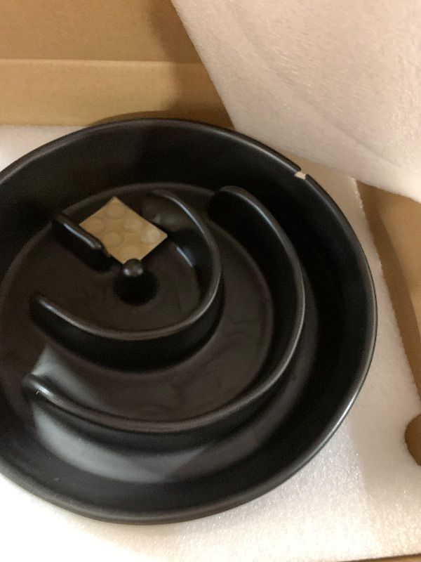 Photo 1 of (CEE NOTES AND ALL PHOTOS) Slow Feeder Dog Bowl - 1.5 Cups Ceramic Puzzle Feeder for Small & Medium Breeds, Maze Design Pet Dish for Puppy & Fast Eaters, Black Non-Slip Bowl to Control Eating Speed