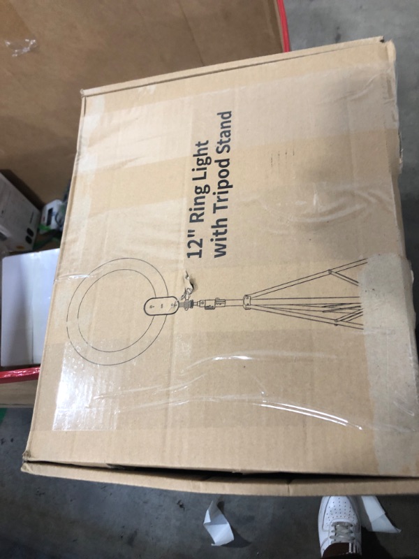 Photo 1 of 12" Selfie Ring Light with 63" Tripod Stand/Phone Holder, QEUOOIY 20W LED Circle Lights Dimmable 3000-6500K with Remote Control and Built-in Rechargeable Battery for Vlog, Makeup, YouTube, Camera