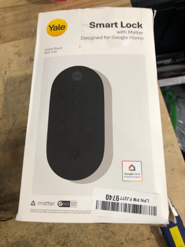 Photo 1 of ***UNKNOWN MISSING PIECES/ UNTESTED*** Yale Matte Black Keyed Deadbolt Smart Lock with Google Matter, YRD510-MT1-BLK
