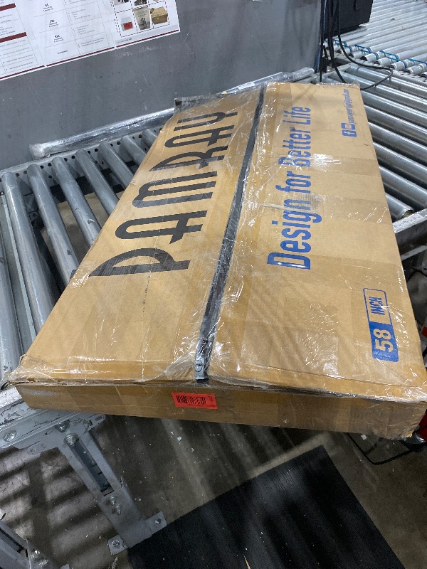 Photo 3 of Pamray 58 Inch Computer Desk with Monitor Stand and Shelves Gaming Desk with LED Lights & Power Outlets PC Vanity Table with 2 Drawers for Home Office Grey