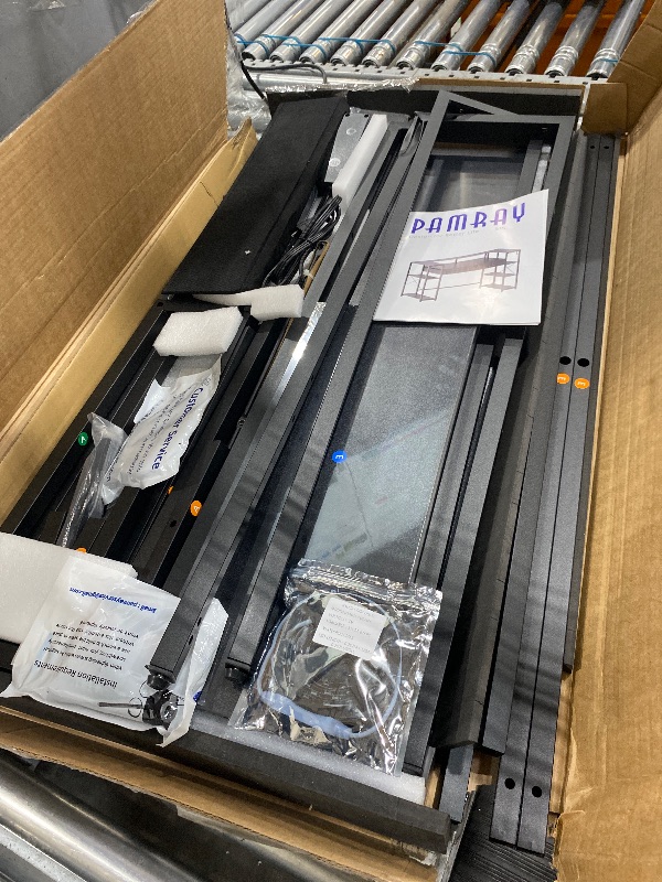 Photo 2 of Pamray 58 Inch Computer Desk with Monitor Stand and Shelves Gaming Desk with LED Lights & Power Outlets PC Vanity Table with 2 Drawers for Home Office Grey