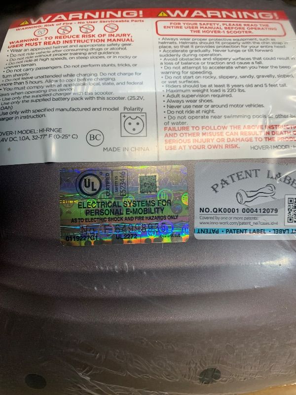 Photo 1 of ***FACTORY SEALED***
Hover-1 Superfly Electric Self Balancing Scooter with 7MPH Top Speed, 6 Mile Range, Long Lasting Li-Ion Battery - 5HR Full Charge, Built-In Bluetooth Speaker - Rider Modes: Beginner to Expert