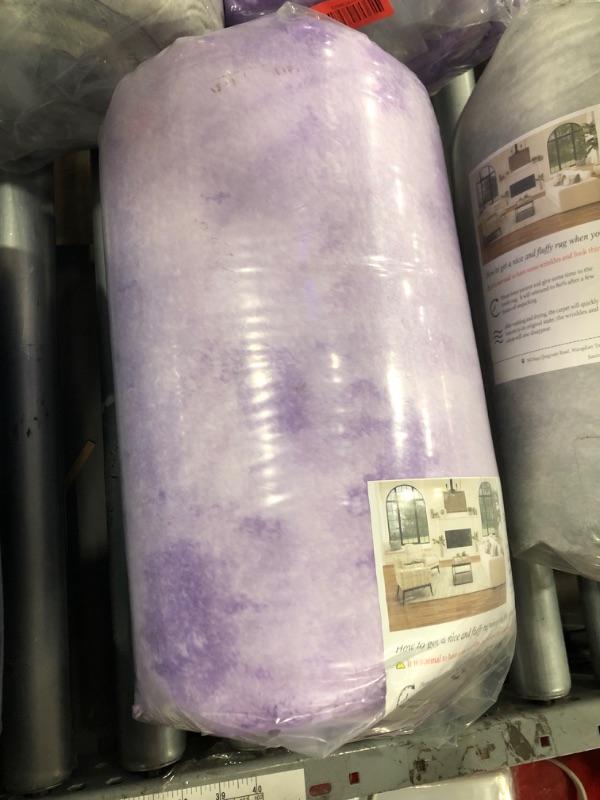 Photo 1 of Hutha Large Area Rug, 7x10 Tie-Dyed Light Purple Fluffy Shag Rugs for Living Room Bedroom, Modern Aesthetic Super Soft Anti-Skid Indoor Carpet for Nursery Kids Room Home Decor