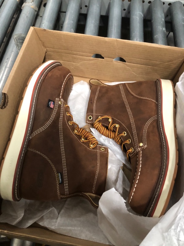 Photo 1 of ***(USED/ MINOR DAMAGE)***KEEN Utility Men's Liberty 6" Waterproof Boots (Carbon-Fiber Toe), Chestnut/Gum 10.5 Wide