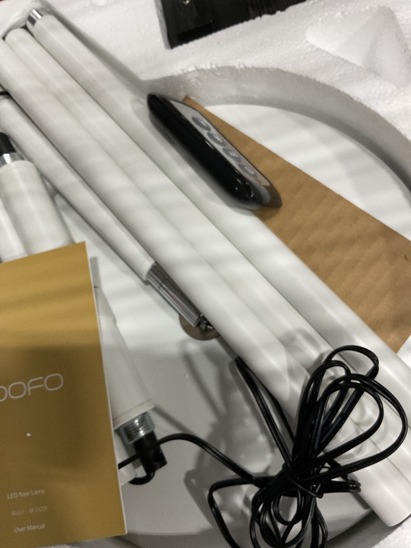 Photo 1 of ***DAMAGED - SEE NOTES/PICTURES*** JOOFO Floor Lamp,30W/2400LM Sky LED Modern Torchiere 3 Color Temperatures Super Bright -Tall Standing Pole Light with Remote & Touch Control for Living Room,Bed Room,Office (Pearl White)