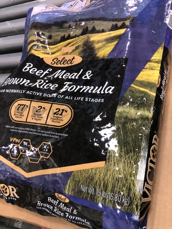 View 2 of **EXP:09/03/2026** VICTOR Super Premium Dog Food – Select Beef Meal & Brown Rice Formula for Immune and Gut Health – Gluten-Free Beef Meal Dry Dog Food for All Normally Active Dogs of All Life Stages, 15 lbs