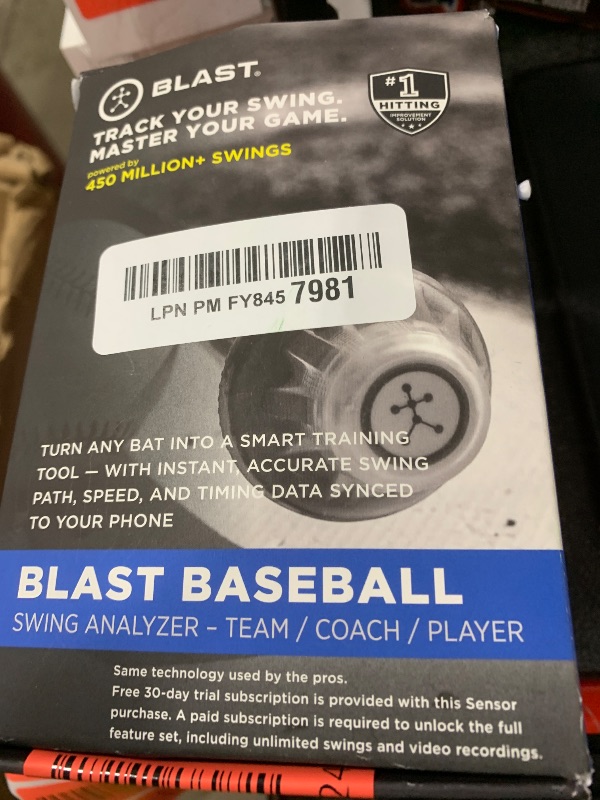 Photo 1 of Blast Motion Baseball Swing Analyzer - Improve Your Swing at Every Level - Batting Trainer - Real-time Feedback, Swing Metrics, Video Capture Highlights, Track Performance (GEN3 Sensor)