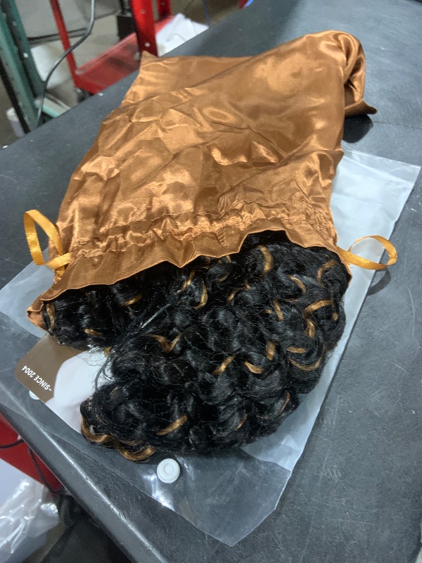 Photo 1 of ToyoTress Kinky Curly Crochet Human Hair - 12 Inch 250G Miracle Knots Feather Crochet Hair For Black Women Brown Highlight Invisible Knotless Human Braiding Hair (12 Inch, P1B/30-250G)
