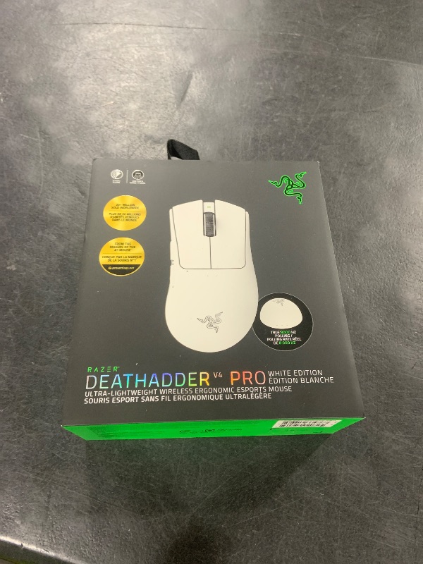 Photo 1 of Razer DeathAdder V4 Pro Wireless Gaming Mouse: 57g Lightweight - HyperSpeed Wireless Gen-2 - Optical Scroll Wheel - Optical Switches Gen-4 - Focus Pro 45K Sensor Gen-2 - Up to 150 Hr Battery - White
