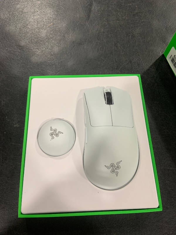 Photo 1 of Razer DeathAdder V4 Pro Wireless Gaming Mouse: 57g Lightweight - HyperSpeed Wireless Gen-2 - Optical Scroll Wheel - Optical Switches Gen-4 - Focus Pro 45K Sensor Gen-2 - Up to 150 Hr Battery - White