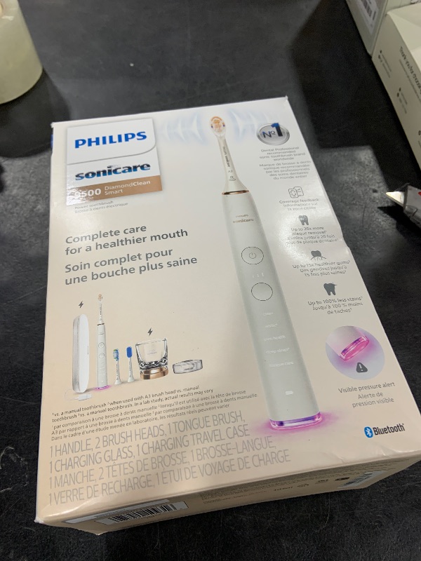 Photo 1 of Philips Sonicare DiamondClean Smart 9500 Electric Toothbrush - Sonic Toothbrush with App, Pressure Sensor, 15 Brushing Settings, Replacement Reminder, USB Charging Travel Case, Rose Gold, HX9923/61