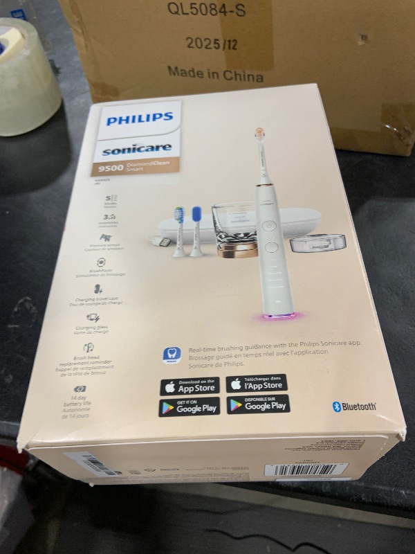Photo 1 of Philips Sonicare DiamondClean Smart 9500 Electric Toothbrush - Sonic Toothbrush with App, Pressure Sensor, 15 Brushing Settings, Replacement Reminder, USB Charging Travel Case, Rose Gold, HX9923/61