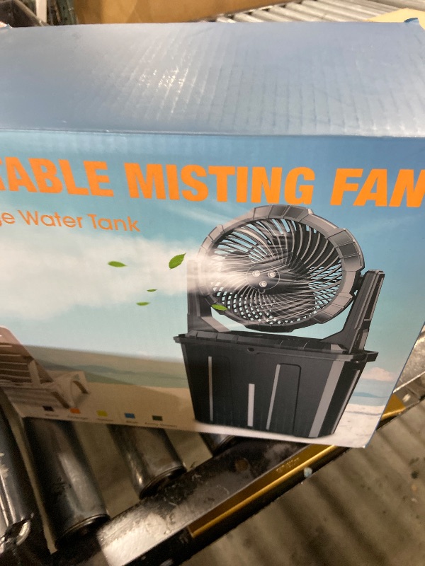 Photo 1 of Ausic Portable Misting Fan, 9L 10-inch Outdoor Mist Fans for Outside Patios Water Cooling, 20000mAh Rechargeable Battery Powered Fan, 3 Strong Winds, 3 Spray Mister, Camping/Beach Summer Essentials