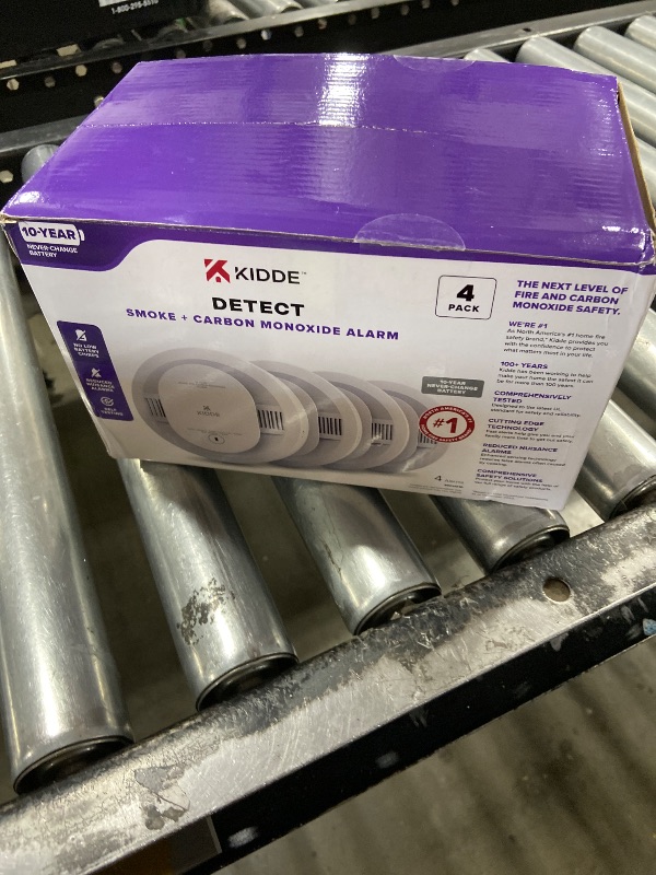 Photo 1 of Kidde  & Carbon Monoxide Detector, 10-Year Battery Powered, LED Warning Light Indicators, 4 Pack