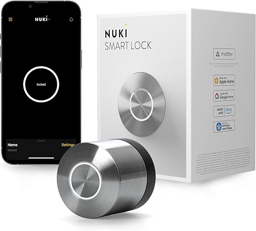Photo 1 of Nuki Smart Lock (Deadbolt) Keyless Entry WiFi Electronic Deadbolt with Auto-Unlock, App Control, Remote Access, Easy Installation, Smart Home for Front Door, Home & Rentals