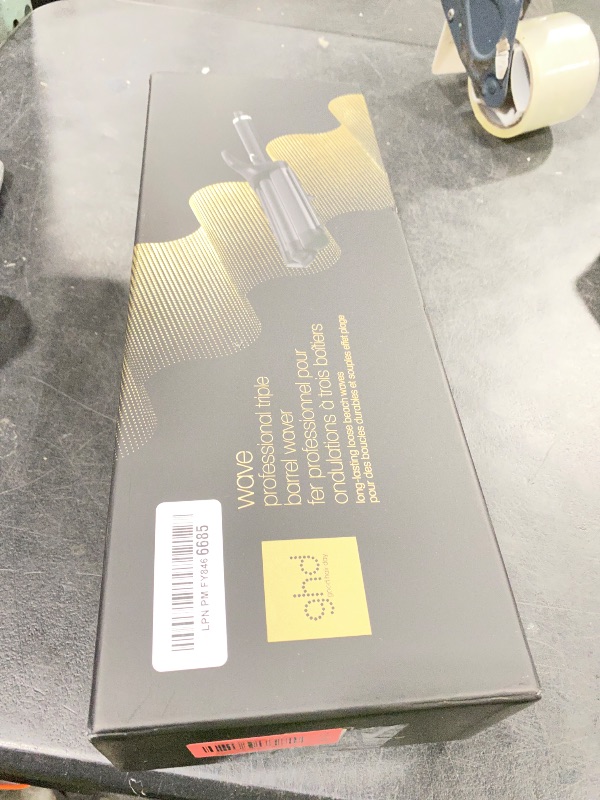 Photo 1 of GHD Wave Triple Barrel Hair Waver, Black, Professional Ceramic Styling Tool for Beach Waves, 1.3 Inch Barrels, 365°F Temperature Control