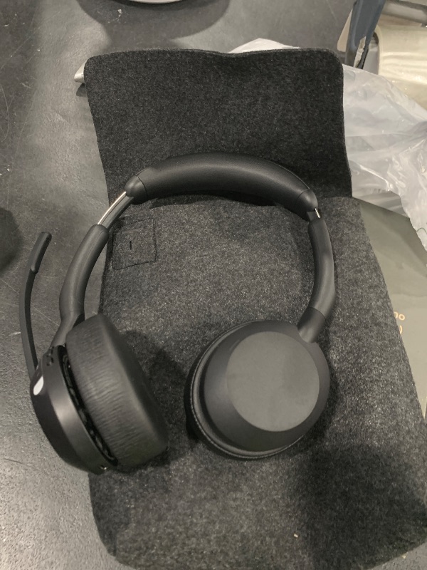 Photo 1 of Jabra Evolve2 55 Stereo Wireless Headset - Charging Stand, AirComfort Technology, Noise-Cancelling Mics & Active Noise Cancellation - Works with UC Platforms Such as Zoom & Google Meet - Black