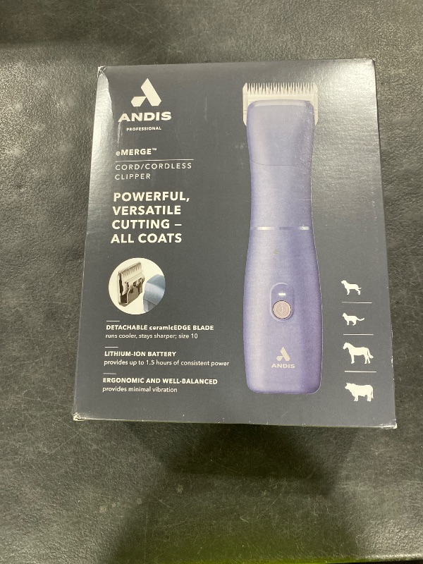 Photo 1 of Andis Emerge Lithium-ion Cordless Detachable Blade Dog Clipper, for All Coats & Breeds, Blue, 560486