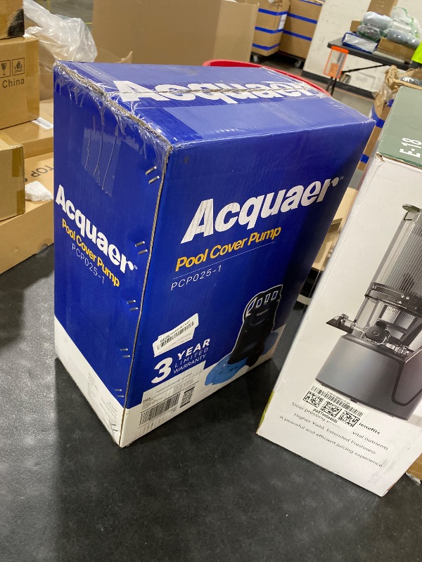 Photo 1 of Acquaer 1/4 HP Automatic Swimming Pool Cover Pump, 2250 GPH Submersible Sump Pump with 3/4” Check Valve Adapter & 25ft Power Cord, Water Removal for Pool, Hot Tubs, Rooftops, Water Beds and more