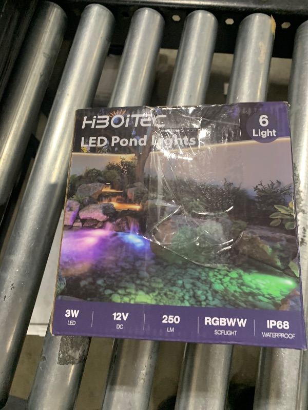 Photo 1 of HIBOITEC LED Pond Lights, RGBWW Underwater Fountain Light with 12V Timer Transformer,Photocell Light Sensor, IP68 Waterproof Outdoor Underwater Lights for Outdoor Ponds Garden, 6 Head