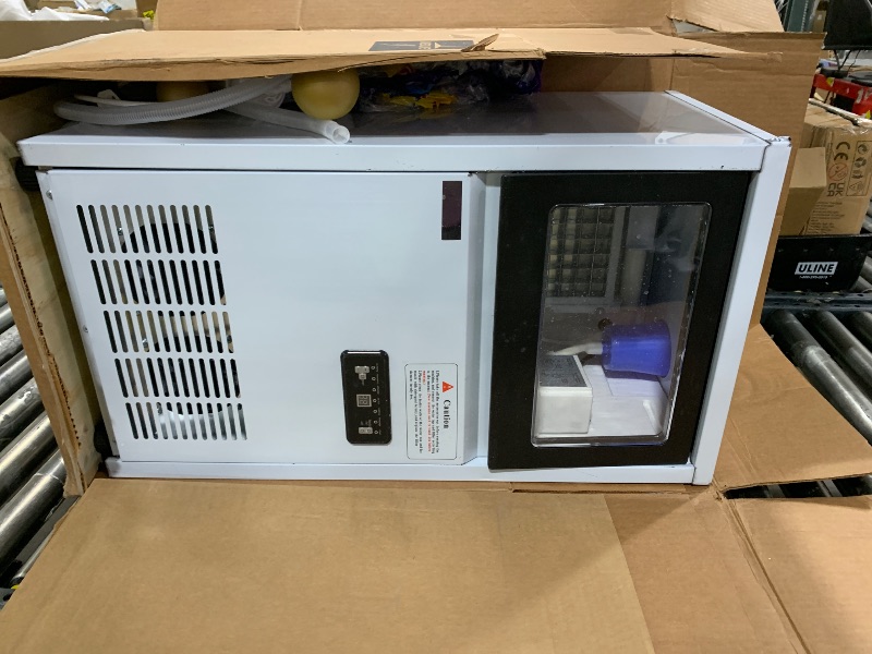 Photo 1 of Commercial Ice Maker, 107 Lbs/24H Countertop Ice Maker Machine Commercial Ice Machine Freestanding Stainless Steel Upon Counter Ice Maker(107Lbs/24H)