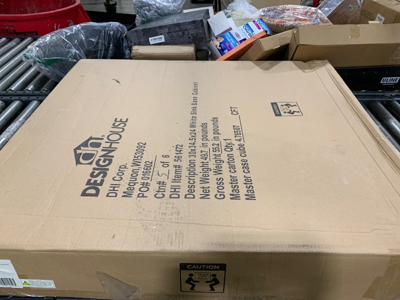 Photo 1 of Design House Brookings Shaker Unassembled Sink Base Kitchen Cabinet SB30, 30 W x 24 D x 34.5 H, Painted White with Sherwin Williams, Solid Wood – Design House, 561472