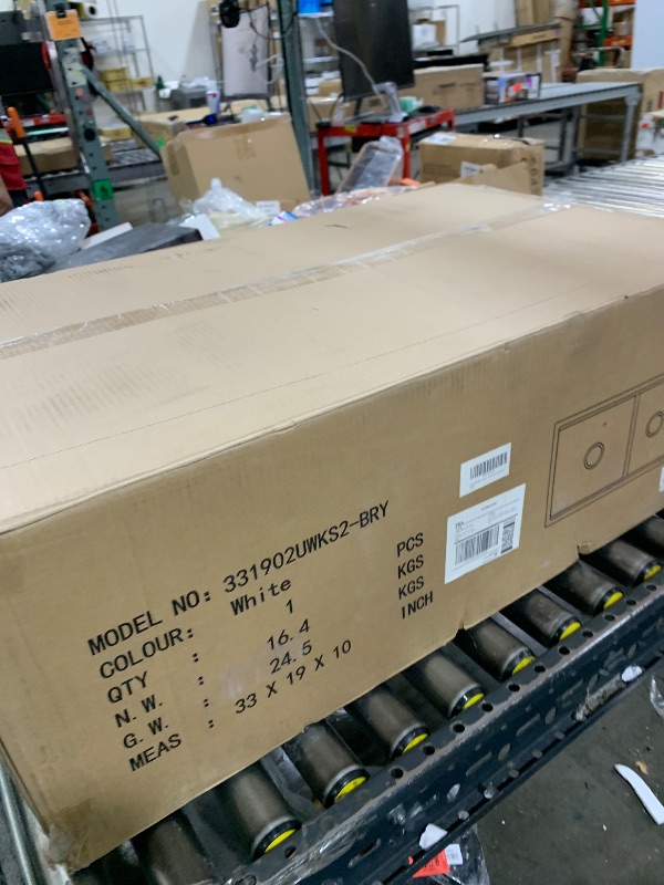 Photo 1 of Kitead 33x19 White Double Bowl Kitchen Sink Undermount - 33 Inch White Undermount Granite Kitchen Sink, Double Bowl Granite Sink Workstation with Accessories