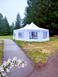 Photo 1 of TentandTable Premium Outdoor Event Party Canopy Pole Tent with Sidewalls, White, 20 ft x 20 ft