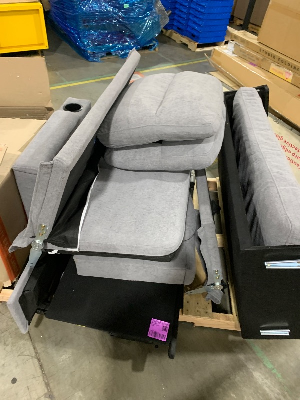 Photo 1 of  64.2" Queen Size Pull Out Sofa Bed, Pull Out Couch Bed with 2 Pillows, Linen Convertible Sleeper Sofa with Foldable Mattress, 2 in 1 Armless Sleeper Sofa for Living Room-Light Grey
