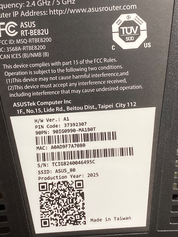 Photo 1 of ASUS RT-BE82U WiFi 7 Router - Dual-Band, Up to 6.5 Gbps, Mesh + VPN Compatible, 3yr Warranty