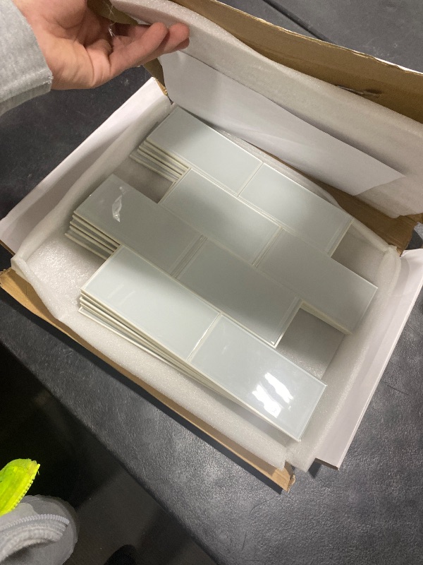 Photo 1 of CASAPALACE Peel and Stick Glass Tile, White Subway Tiles Peel and Stick Backsplash Stick on Glass Tiles for Kitchen Bathroom (5 Sheets, 5 SQ.FT.)