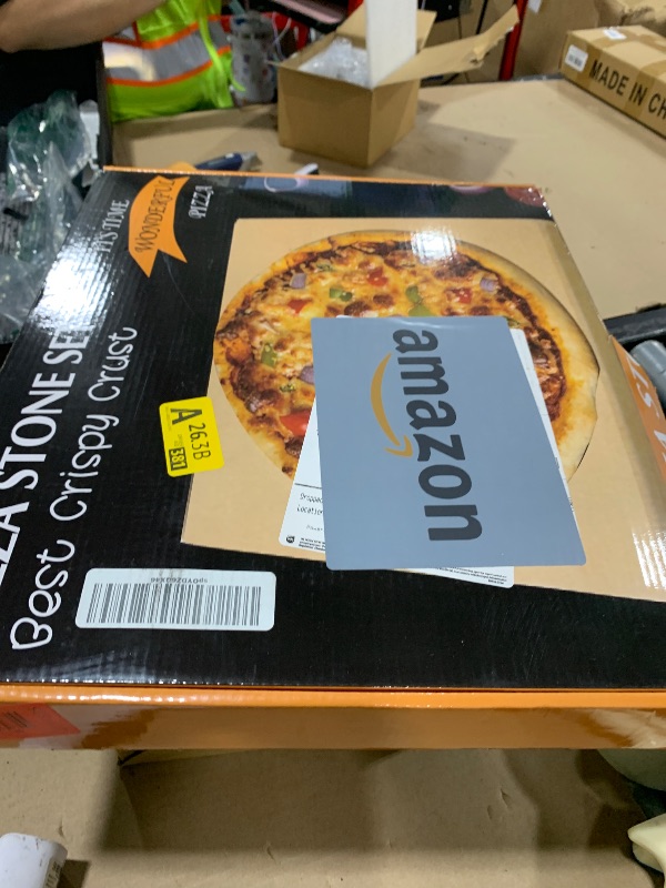 Photo 1 of Rectangular Pizza Stone 4 Sets,12"x15"x0.59"(OAK) Pizza Stone for Oven and Grill with Bamboo Pizza Peel, Pizza Cutter and 10pcs Cooking Paper,Grill Stone Baking Stone for Bread,BBQ,Grill