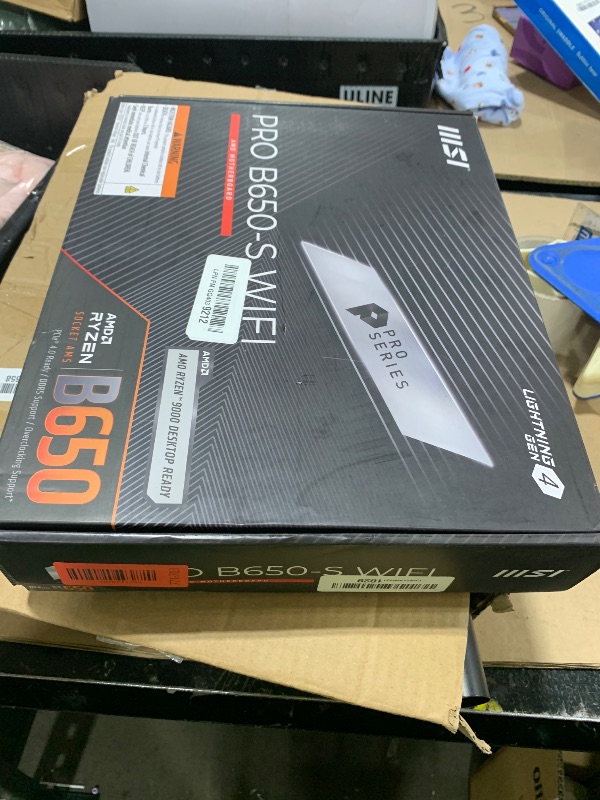 Photo 1 of MSI PRO B650-S WiFi ProSeries Motherboard (AMD Ryzen 9000/8000/7000 Series Processors, AM5, DDR5, PCIe 4.0, M.2 Slots, SATA 6Gb/s, USB 3.2 Gen 2, HDMI/DP, Wi-Fi 6E, Bluetooth 5.3, 2.5Gbps LAN, ATX)