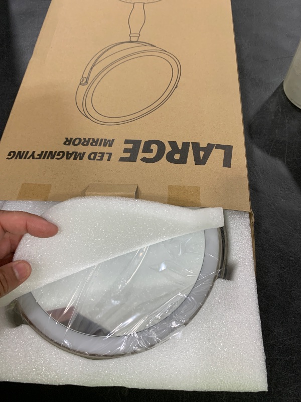 Photo 1 of Makeup Mirror with Light, 30x Magnifying Mirror with 3 Lights Colors, 5000mAh Vanity Mirror Brushed Nickel - 360° Rotation, Brightness Adjustable Magnification, Modern Style Side Touch + Side Charge