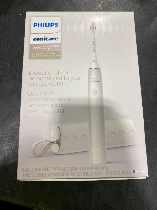 Photo 1 of Philips Sonicare DiamondClean 9900 Prestige Electric Toothbrush - with SenseIQ Technology and Advanced AI App, 5 Brushing Modes, 3 Intensity Levels, Charging Travel Case, Champagne, HX9990/11