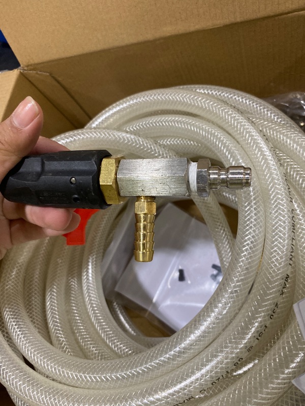 Photo 1 of FIXFANS Adjustable Pressure Washer Long Range Nozzle 2-2.5 GPM with 45 FT Braid Hose, Downstream Injector Power Washer Spray Nozzle Kit, External Chemical Injection, 1/4'' Quick Connect, 2000-3000PSI