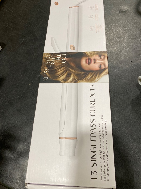 Photo 1 of T3 SinglePass Curl X Extra-Long Barrel Curling Iron with 9 Heat Settings and Ceramic Barrel for Fast Styling and Lasting Results on All Hair Types