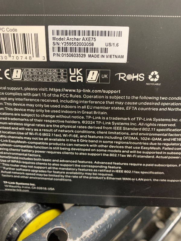 Photo 1 of TP-Link AXE5400 Tri-Band WiFi 6E Router (Archer AXE75), 2025 PCMag Editors' Choice, Gigabit Internet for Gaming & Streaming, New 6GHz Band, 160MHz, OneMesh, Quad-Core CPU, VPN & WPA3 Security