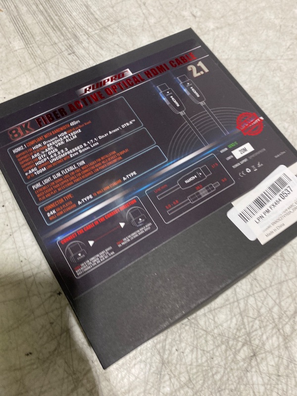 Photo 1 of RUIPRO 8K HDMI Fiber Optic Cable CL2 Rated 65 Feet 48Gbps 8K60Hz 4K120Hz Dynamic HDR eARC HDCP2.2/2.3 for RTX4080/4090/3080/3090, Xbox S/X, PS5/4, AVR, Projector, LG/Samsung/Sony TV