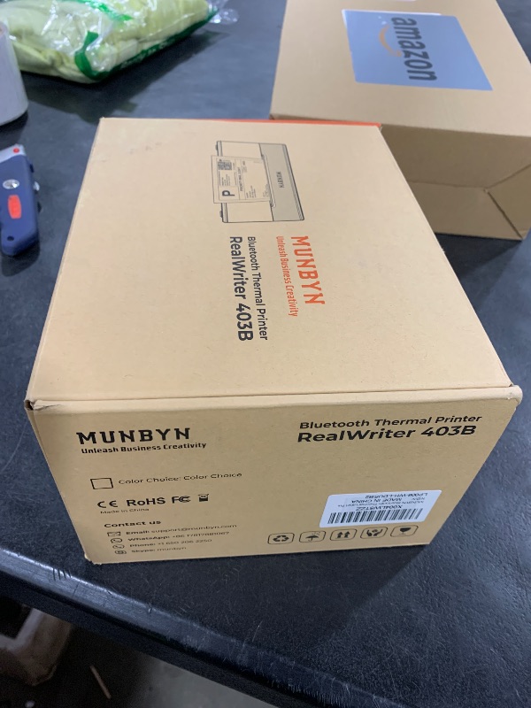 Photo 1 of MUNBYN Bluetooth Thermal Label Printer RW403B, Wireless 4x6 Shipping Label Printer for Small Business, Compatible with Android, iPhone, Windows, Mac, Chromebook, Print Width 1.57"-4.25" (Grey)